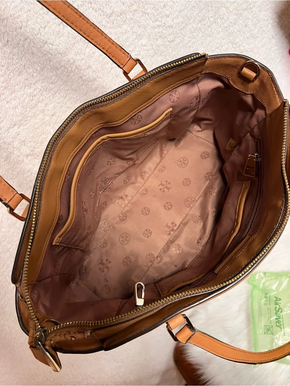 Tory Burch Cognac Leather Zip-Top Tote